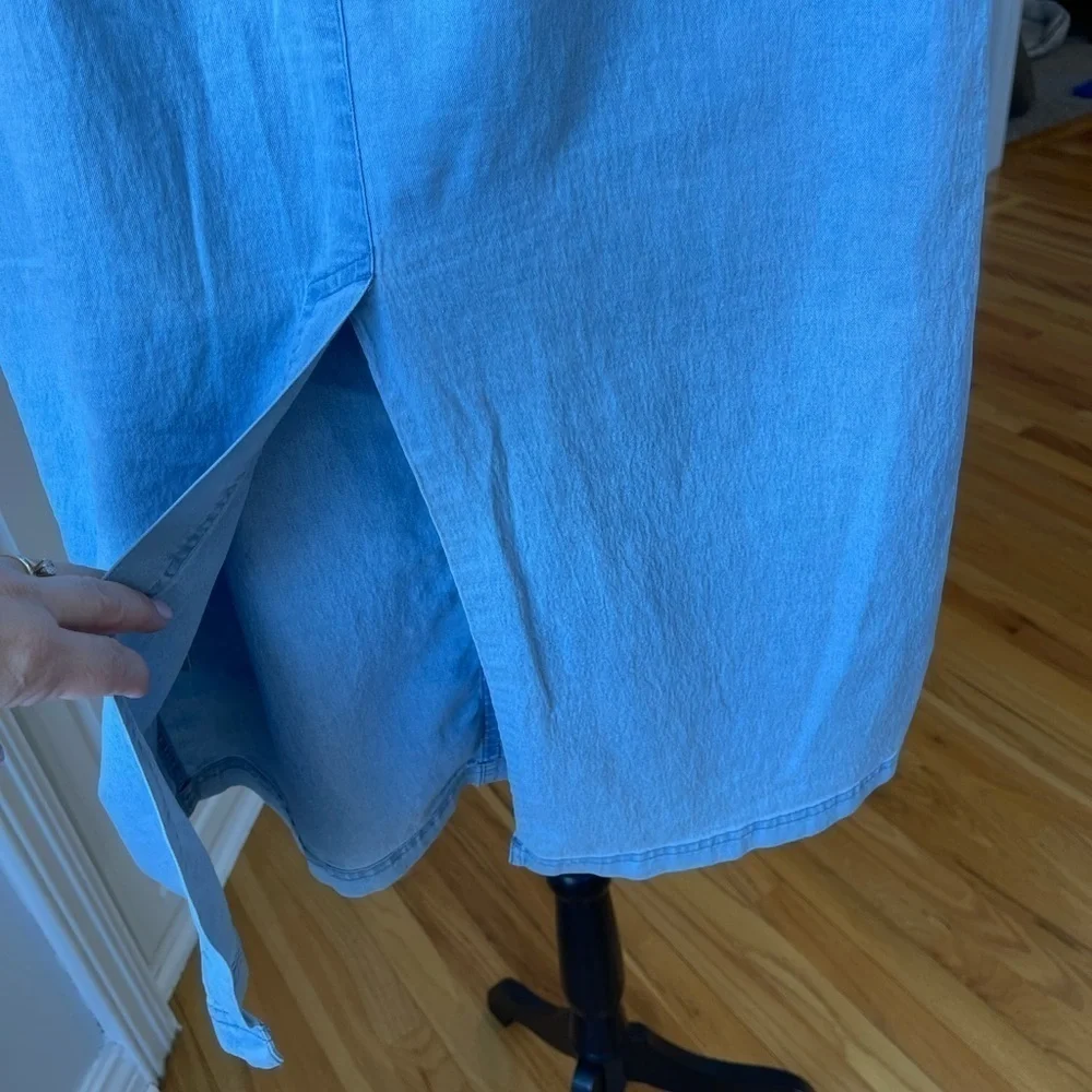 Christopher & Banks chambray denim light wash maxi prairie skirt size 10